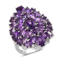 Premium Uruguayan Amethyst and Natural White Zircon Cocktail Ring in Platinum Over Sterling Silver 7.15 ctw - Sticky add to cart bar