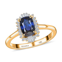 ILIANA 18K Yellow Gold AAA Tanzanian Color Change Sapphire and G-H SI Diamond Ring 4 Grams 1.90 ctw