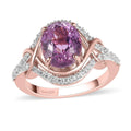 AAA Patroke Kunzite, Natural White Zircon Ring in Vermeil RG Over Sterling Silver (Size 10.0) 4.15 ctw - Sticky add to cart bar
