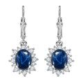 Premium Thai Blue Star Sapphire and Moissanite Sunburst Dangle Earrings in Platinum Over Sterling Silver 6.15 ctw - Sticky add to cart bar