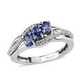 AAA Tanzanite and Natural White Zircon Ring in Platinum Over Sterling Silver 0.90 ctw - Sticky add to cart bar