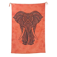 7272337-"100% Cotton Screen Printed Tie Dye Tapestry Wall Hanging Design: Elephant Color: Orange Size: 82x52 inches"