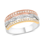 14K Tri-Tone Gold White Diamond Ring 5.5 Grams 0.50 ctw