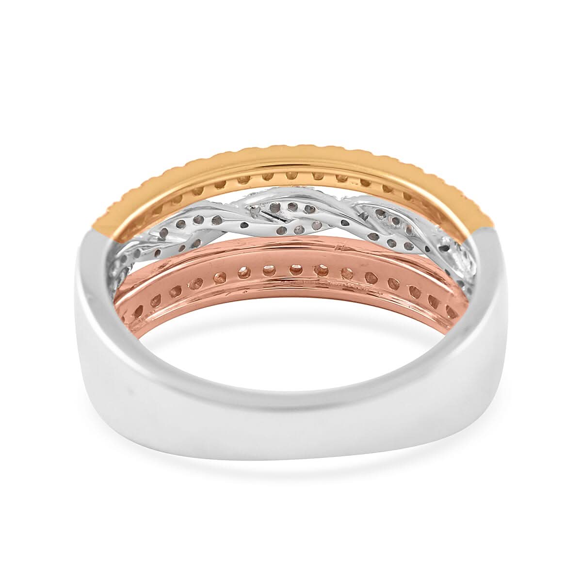 14K Tri-Tone Gold White Diamond Ring 5.5 Grams 0.50 ctw (5)