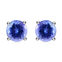 Certified and Appraised 950 Platinum AAAA Tanzanite 1.10 ctw Stud Earrings , Tanzanite Earrings, Solitaire Studs,Platinum Earrings