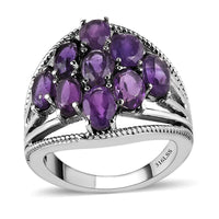 Amethyst Multi Shank Ring in Stainless Steel 3.50 ctw