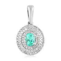 Certified Rhapsody 950 Platinum AAAA Paraiba Tourmaline and E-F VS Diamond Double Halo Pendant 0.70 ctw
