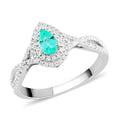 Doorbuster Certified & Appraised RHAPSODY 950 Platinum AAAA Paraiba Tourmaline and E-F VS Diamond Ring 5 Grams 0.65 ctw - Sticky add to cart bar