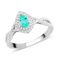 Doorbuster Certified & Appraised RHAPSODY 950 Platinum AAAA Paraiba Tourmaline and E-F VS Diamond Ring 5 Grams 0.65 ctw
