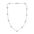 White Freshwater Pearl Station Necklace 18 Inches in Sterling Silver - Sticky add to cart bar