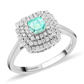 Doorbuster Certified & Appraised RHAPSODY 950 Platinum AAAA Paraiba Tourmaline and E-F VS Diamond Ring 5.32 Grams 0.65 ctw - Sticky add to cart bar