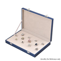Silver Color Leatherette Paper 72pcs Ring Box with 2 Latch Clasp (11.4"x7.3"x1.6")