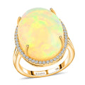 Doorbuster Certified & Appraised ILIANA 18K Yellow Gold AAA Ethiopian Welo Opal and G-H SI Diamond Ring 7.85 Grams 12.85 ctw - Sticky add to cart bar