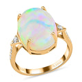 Certified & Appraised ILIANA 18K Yellow Gold AAA Ethiopian Welo Opal and G-H SI Diamond Ring 4 Grams 5.80 ctw - Sticky add to cart bar
