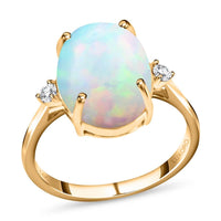 Certified & Appraised Luxoro 14K Yellow Gold AAA Ethiopian Welo Opal, Diamond (G-H, I2) Ring (Size 5.0) 3.60 ctw