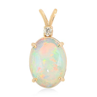 Ankur Treasure Chest Certified & Appraised Luxoro 14K Yellow Gold AAA Ethiopian Welo Opal and G-H I2 Diamond Pendant 3.60 ctw