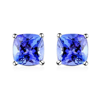 Certified & Appraised Rhapsody 950 Platinum AAAA Tanzanite Earrings, Platinum Solitaire Earrings, Tanzanite Studs 2.10 ctw