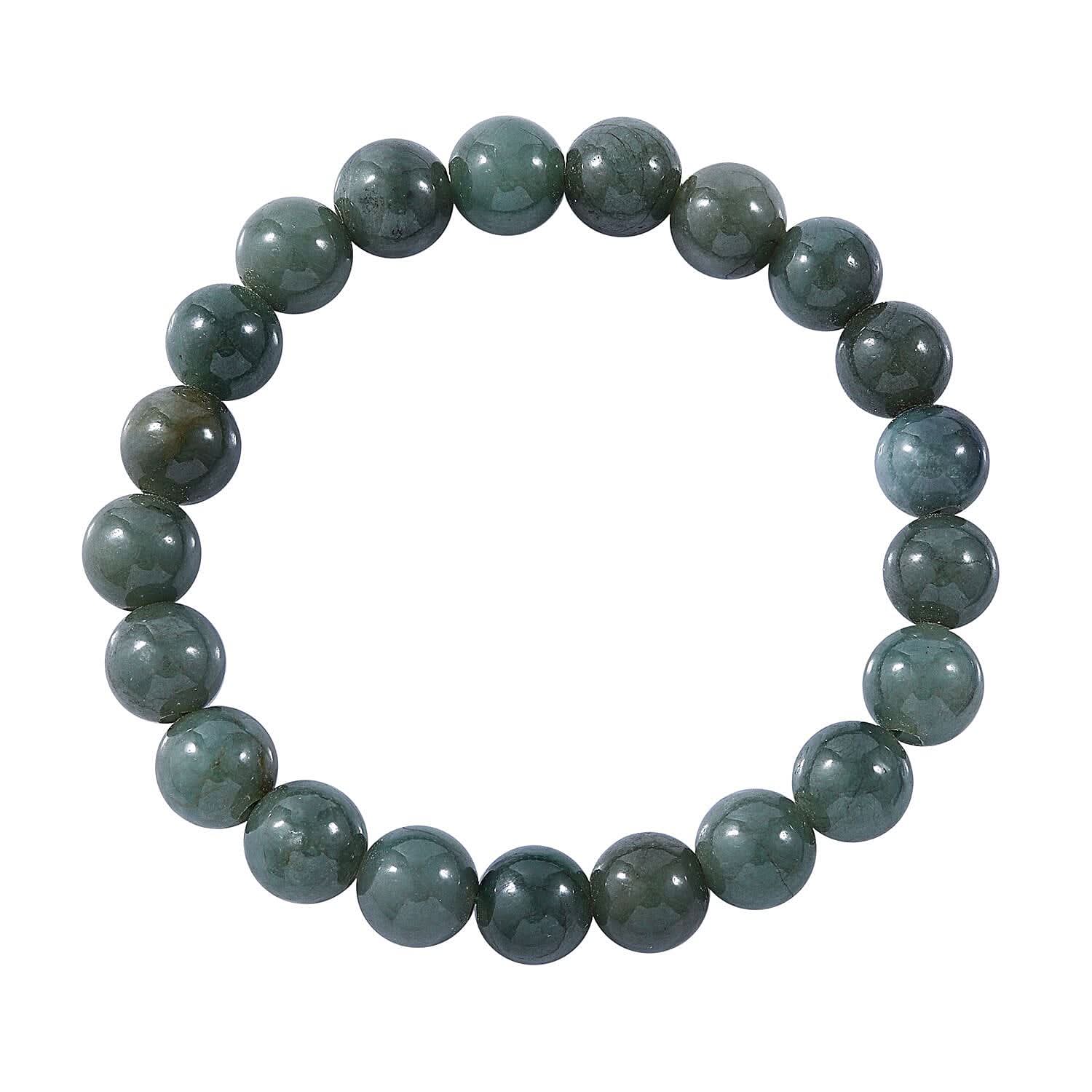 Natural Jadeite 10mm Beaded Stretch Bracelet 150.00 ctw