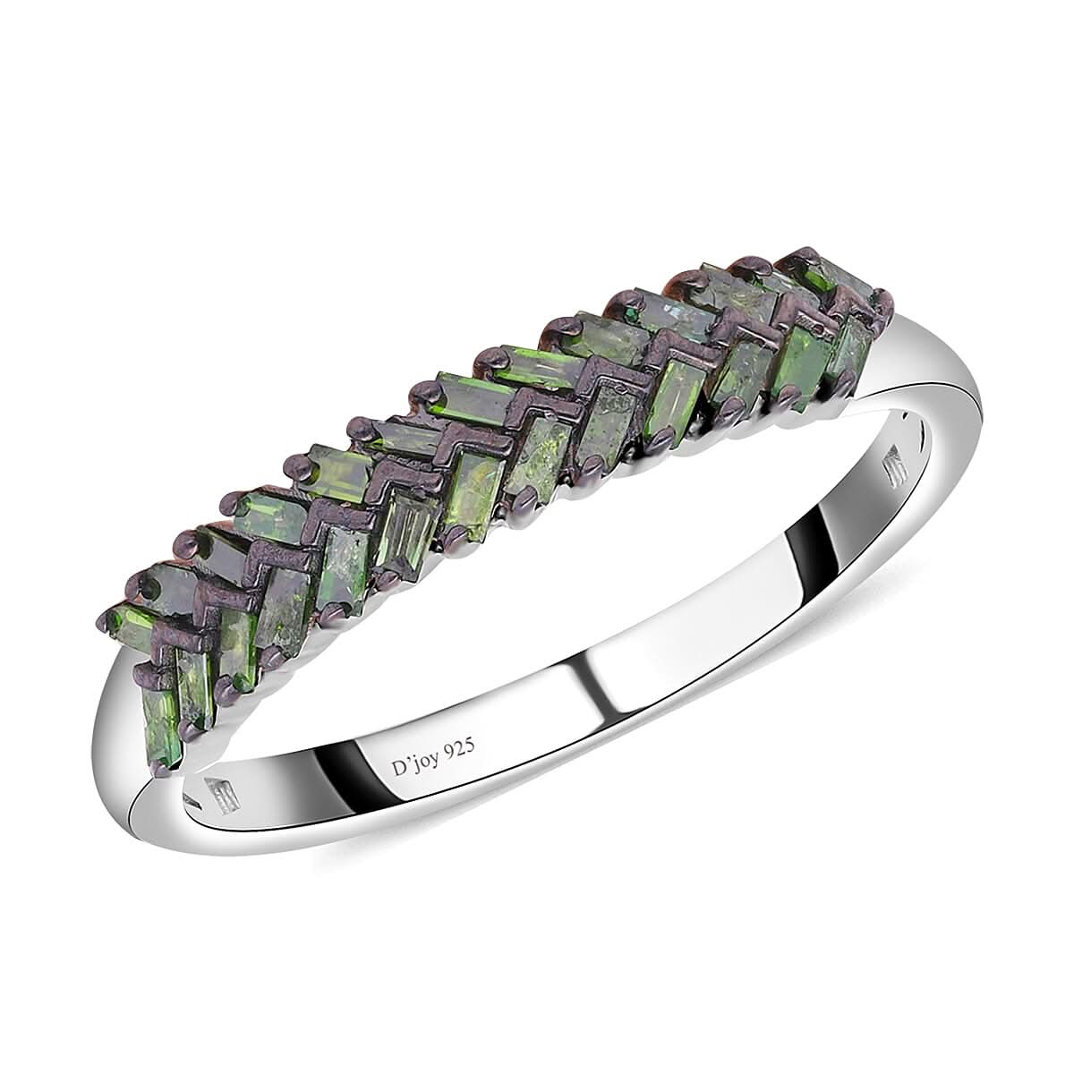 Green Diamond Ring in Rhodium & Platinum Over Sterling Silver 0.33 ctw