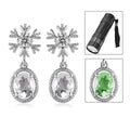 Mexican Hyalite Opal and Moissanite Snow Flake Earrings in Platinum Over Sterling Silver 2.35 ctw with Free UV Flash Light - Sticky add to cart bar
