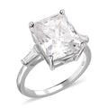 Crushed Ice Cut Moissanite Ring in Rhodium Over Sterling Silver 7.50 ctw - Sticky add to cart bar