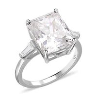 Crushed Ice Cut Moissanite Ring in Rhodium Over Sterling Silver 7.50 ctw