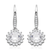 Shield Cut Moissanite Floral Earrings in Rhodium Over Sterling Silver 2.00 ctw