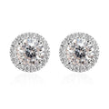 100 Facet Moissanite Halo Stud Earrings in Vermeil Yellow Gold Over Sterling Silver 2.60 ctw - Sticky add to cart bar