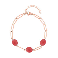 Lapis Lazuli Paper Clip Chain Station Bracelet in Stainless Steel (7.50-9.50In) 18.00 ctw