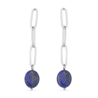 Lapis Lazuli Paper Clip Earrings in Stainless Steel 12.00 ctw