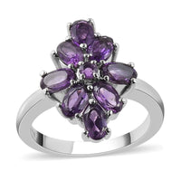 Amethyst Elongated Ring in Stainless Steel 1.85 ctw