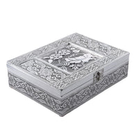"Elephant 3D Embossed Aluminium Oxidized Storage Box  Size: 8.25(L)x6.25(W)x2.5(H) inches"