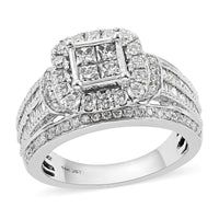 NY Closeout 14K White Gold Diamond H-I I2 Halo Ring 7.50 Grams 1.60 ctw