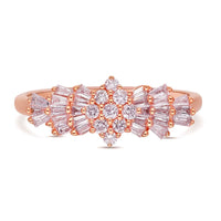 Luxoro I3 Natural Pink Diamond 0.50 ctw Art Deco Cluster Ring in 10K Rose Gold