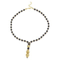 Feng Shui Black Obsidian Beaded with Pi Xiu Pendant Necklace (18 Inches) in Goldtone 90.50 ctw - Sticky add to cart bar