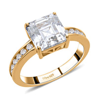 Asscher Cut Moissanite Ring in Vermeil Yellow Gold Over Sterling Silver 4.10 ctw
