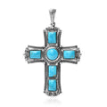 Artisan Crafted Blue Ridge Turquoise Cross Pendant in Sterling Silver 8.85 ctw - Sticky add to cart bar