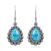 Artisan Crafted Blue Ridge Turquoise Dangle Earrings in Sterling Silver 6.50 ctw