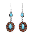 Artisan Crafted Sleeping Beauty Turquoise and Mediterranean Coral Earrings in Sterling Silver 6.10 ctw - Sticky add to cart bar