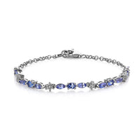 AAA Tanzanite and White Zircon Bracelet in Platinum Over Sterling Silver (7.25 In) 2.75 ctw