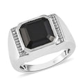 Karis Thai Black Spinel Men's Ring in Platinum Bond (Size 14.0) 7.00 ctw - Sticky add to cart bar