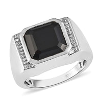 Karis Thai Black Spinel Men's Ring in Platinum Bond (Size 14.0) 7.00 ctw