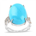 LUXORO 14K White Gold AAA American Natural Sleeping Beauty Turquoise, Diamond (G-H, I2) (0.22 cts) Ring (3.40 g) 10.35 ctw - Sticky add to cart bar