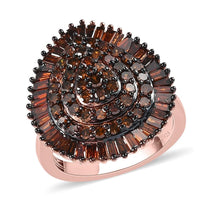 Red Diamond Pear Shape Cluster Ring in Rhodium and Vermeil Rose Gold Over Sterling Silver 2.00 ctw