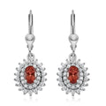 Red Rose Apatite and White Zircon Lever Back Earrings in Platinum Over Sterling Silver 2.00 ctw - Sticky add to cart bar