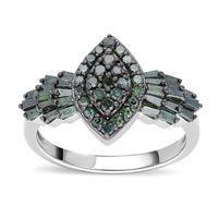 Green Diamond Ring in Rhodium & Platinum Over Sterling Silver 1.00 ctw