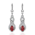 Red Apatite and White Zircon Dangling Earrings in Platinum Over Sterling Silver 1.40 ctw - Sticky add to cart bar