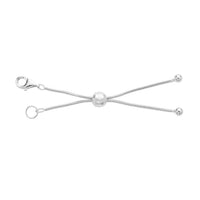 Rhodium Over Sterling Silver Adjustable Bolo Bead Snake Chain with 9MM Lobster Lock