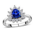 AAA Tanzanite and Moissanite Heart Shape Halo Ring in Platinum Over Sterling Silver 1.65 ctw - Sticky add to cart bar