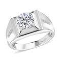 100 Facets Moissanite Men's Ring in Platinum Over Sterling Silver 2.15 ctw - Sticky add to cart bar